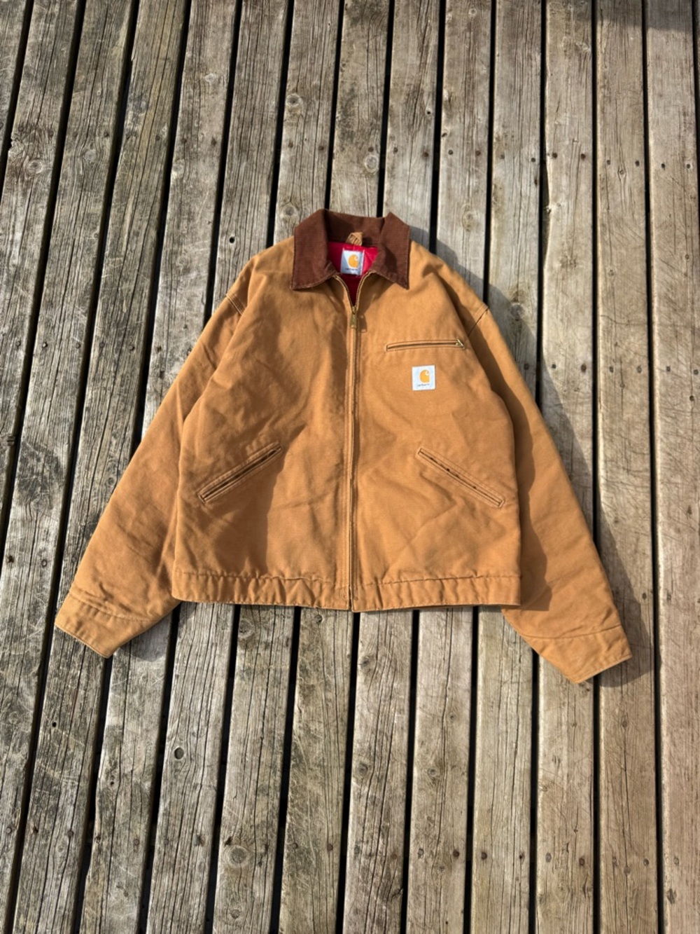 Vintage Carhartt Men’s Red Quilt Lined Detroit Jacket (M)